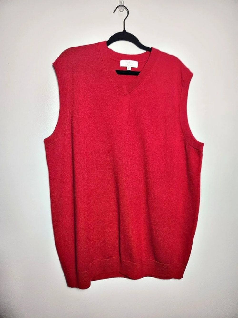 Turnbury 100% Extra Fine Merino Wool V-Neck Sweater Vest Red Men's Size XLT